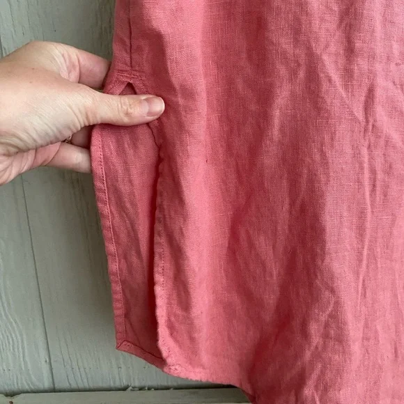 Frank&Eileen Grayson Pink 100% Linen The Artist Short Sleeve Full Length Dress L - Picture 5 of 14